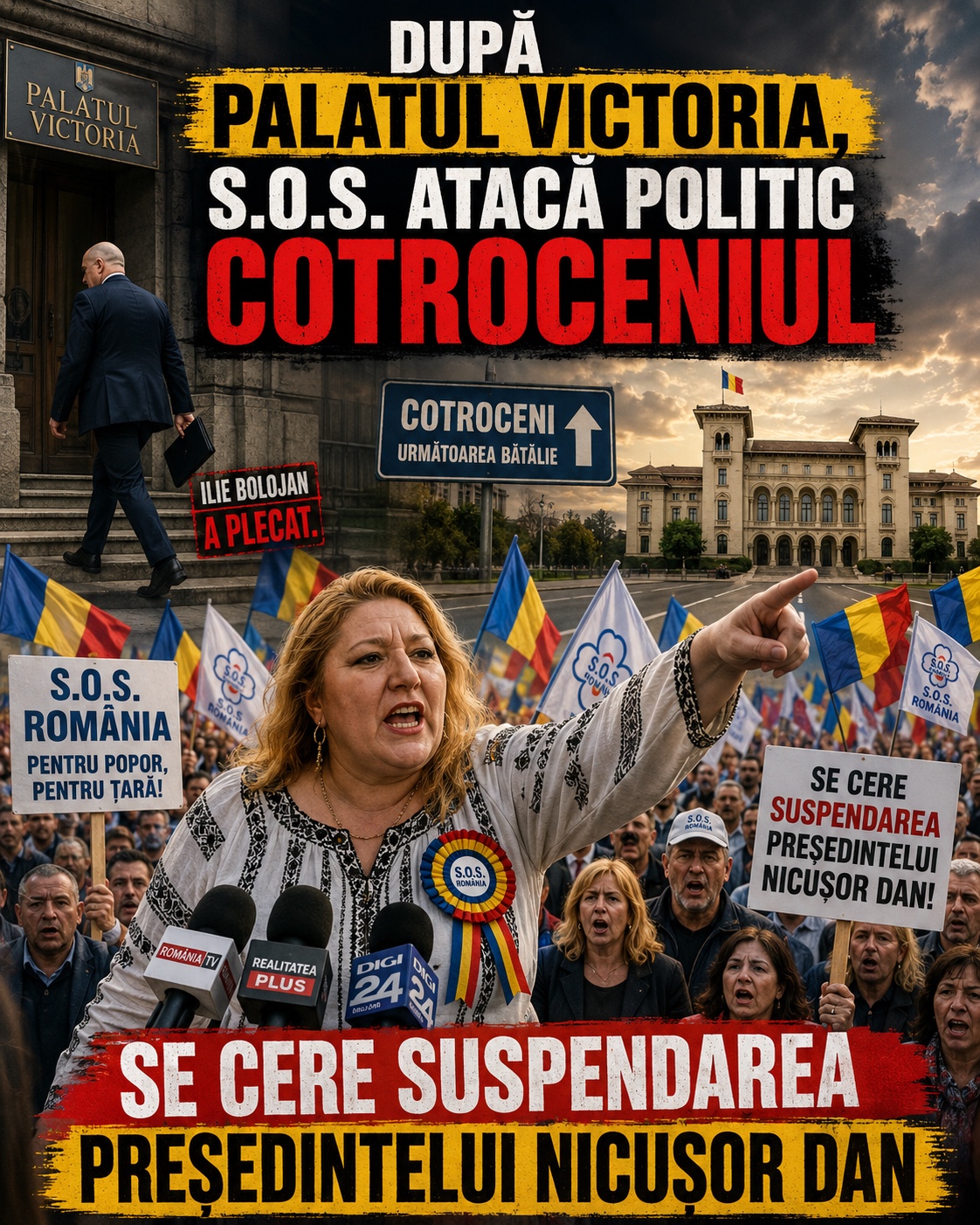 S.O.S. România cere suspendarea președintelui neconstituțional și ilegal de la Palatul Cotroceni