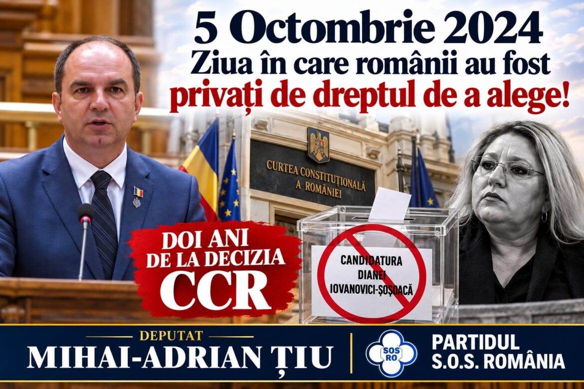 Deputat Mihai Țiu: 5 Octombrie 2024 – Ziua în care românii au fost privaţi de dreptul de a alege!