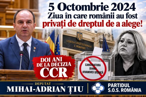 Deputat Mihai Țiu: 5 Octombrie 2024 – Ziua în care românii au fost privaţi de dreptul de a alege!
